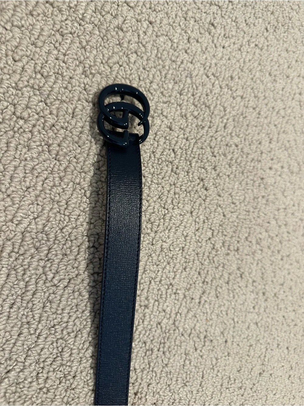 Gucci Double G Navy Leather Belt
